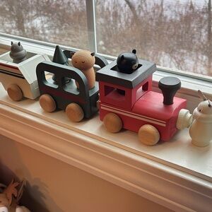 Hearth & Hand Wooden Train Set - Red, Black, and White